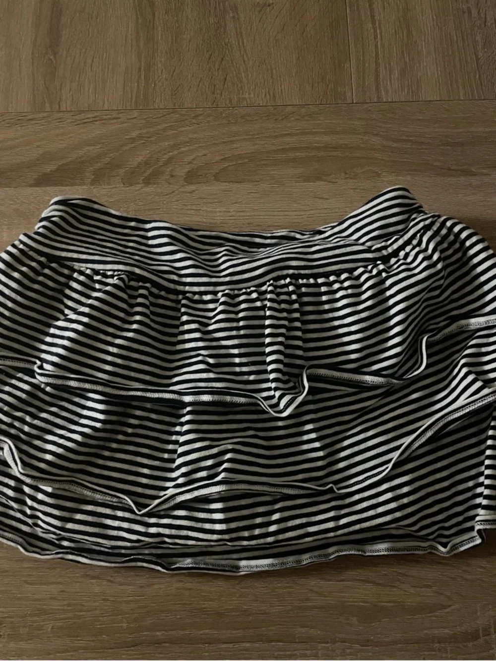Hollister Black and White Striped Ruffle mini Skort